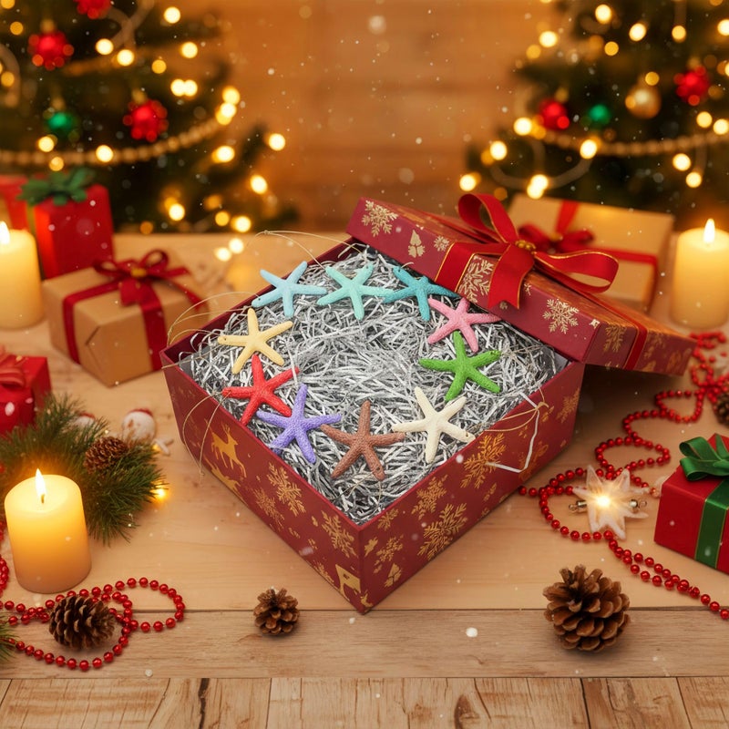 LJY 40 Pieces 2.3 Inches Resin Pencil Finger Starfish with Rope for Christmas Tree Hanging Ornaments Beach Theme Wedding Home Decor & DIY Craft Project, 10 Colors - Image 5